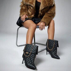 Black Elegant Women's Glamorous Stiletto Heel Booties